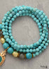Boho Necklace, Mala Stone Beads Turquoise Gold